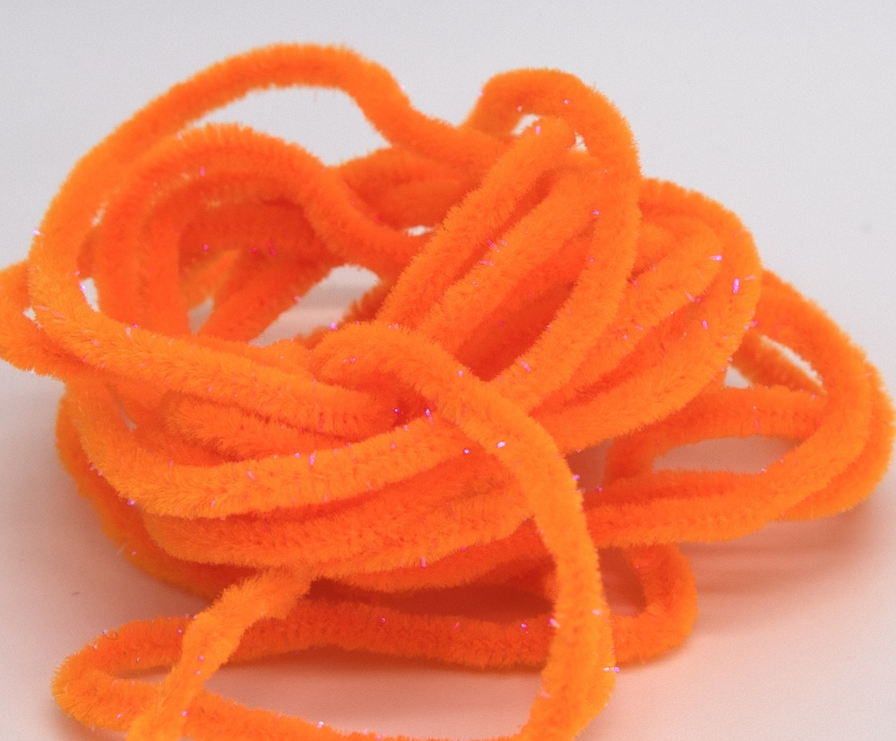 Semperfli Sparkle Worm Chenille Fluorescent Orange Fly Tying Materials (Pack Size 200cm)